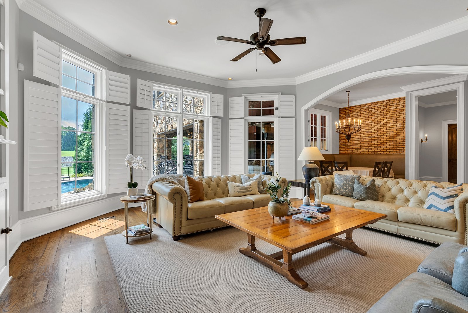 A bright living room photographed for a property listing